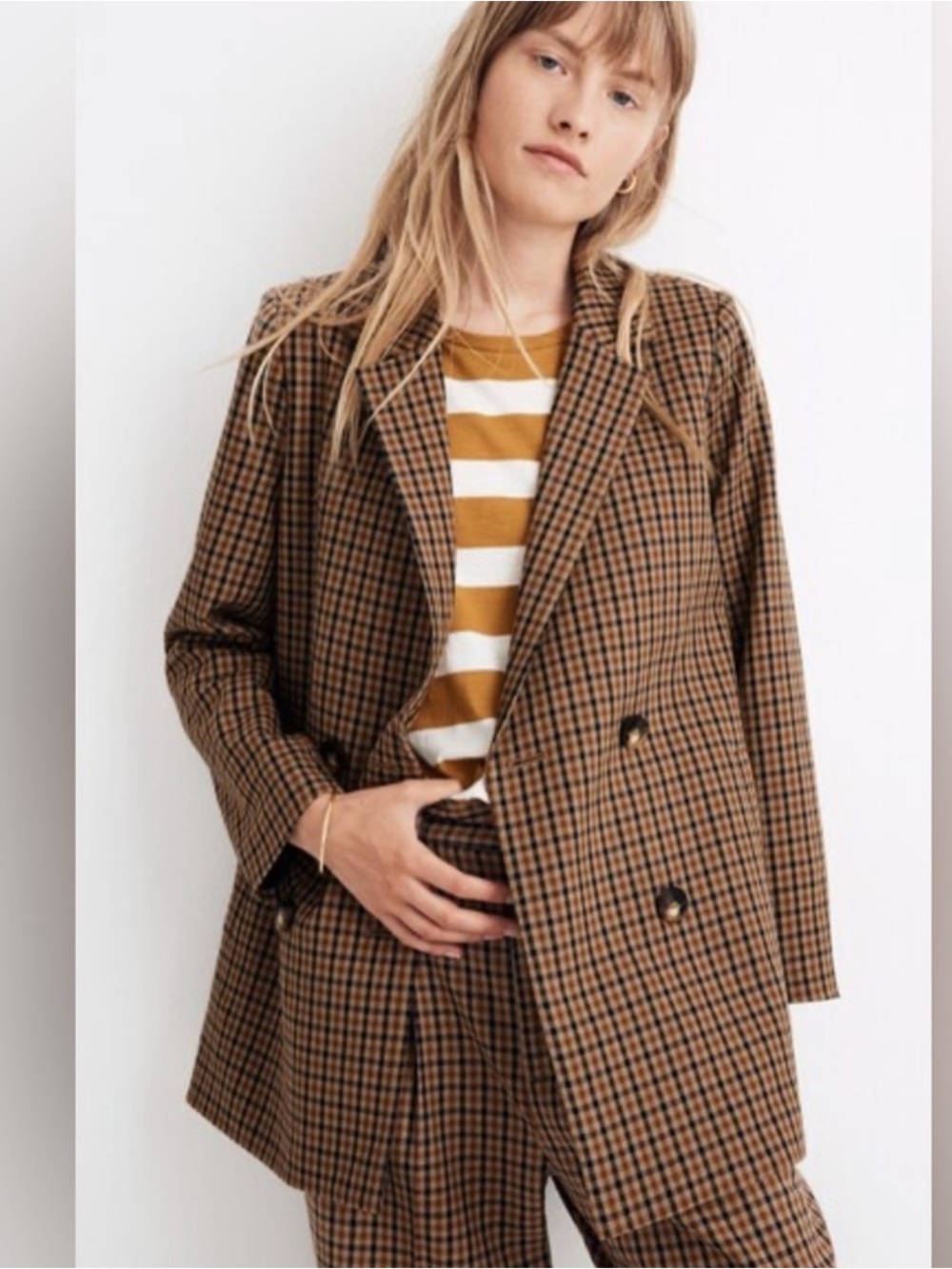 Madewell Caldwell Double-Breasted Blazer Size: L